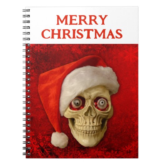 Merry Christmas. Skull wearing Santa hat Notizblock (Vorderseite)