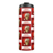 Merry Christmas. Skull wearing Santa hat Thermosbecher (Vorderseite)