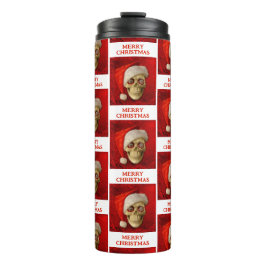Merry Christmas. Skull wearing Santa hat Thermosbecher