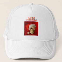 Merry Christmas. Skull wearing Santa hat Truckerkappe