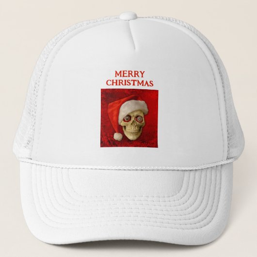 Merry Christmas. Skull wearing Santa hat Truckerkappe (Vorderseite)
