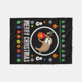 Merry Christmas Sloth Ugly Sweater Xmas Knit Sloth Fleecedecke (Vorderseite (Horizontal))