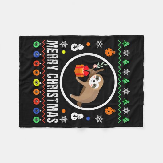 Merry Christmas Sloth Ugly Sweater Xmas Knit Sloth Fleecedecke (Vorderseite (Horizontal))