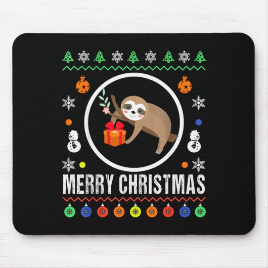 Merry Christmas Sloth Ugly Sweater Xmas Knit Sloth Mousepad (Vorne)