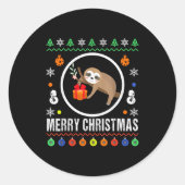Merry Christmas Sloth Ugly Sweater Xmas Knit Sloth Runder Aufkleber (Vorderseite)