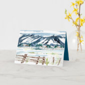 Merry Christmas Snow Landscape Mountains Karte (Gelbe Blume)