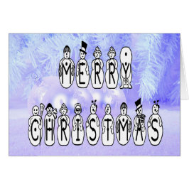 Merry Christmas Snow People Font Blue Tint Snow