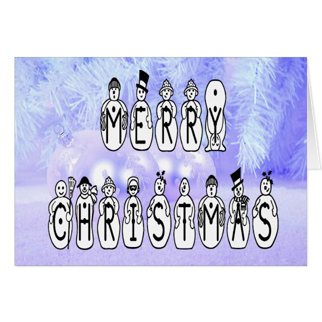 Merry Christmas Snow People Font Blue Tint Snow (Vorderseite (Horizontal))