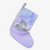 Merry Christmas Snow People Font Blue Tint Snow Kleiner Weihnachtsstrumpf (Vorderansicht (hängend))