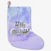Merry Christmas Snow People Font Blue Tint Snow Kleiner Weihnachtsstrumpf (Vorderseite)