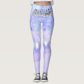 Merry Christmas Snow People Font Blue Tint Snow Leggings (Vorderseite)