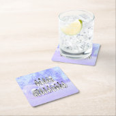 Merry Christmas Snow People Font Blue Tint Snow Rechteckiger Pappuntersetzer (Vor Ort)