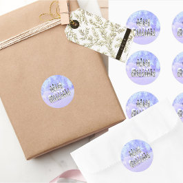 Merry Christmas Snow People Font Blue Tint Snow Runder Aufkleber