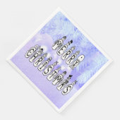 Merry Christmas Snow People Font Blue Tint Snow Serviette (Ecke)