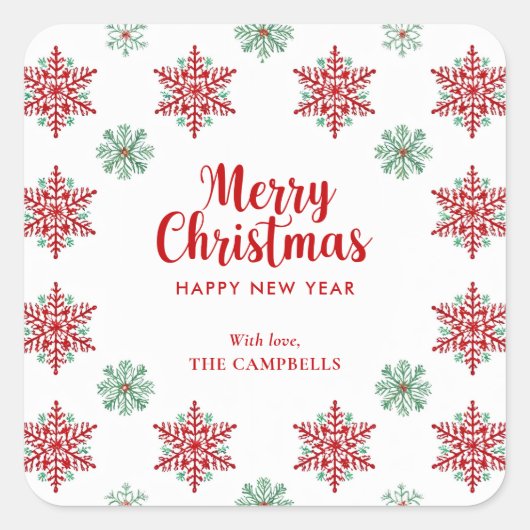 Merry Christmas Snowflake, Holiday Gift Sticker (Vorderseite)