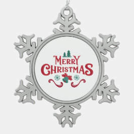 Merry Christmas Snowflake Ornament