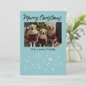 Merry Christmas Snowflake Photo Card Feiertagskarte (Stehend Vorderseite)