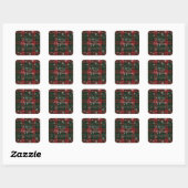 Merry Christmas Snowflakes Plaid Script Custom Quadratischer Aufkleber (Blatt)