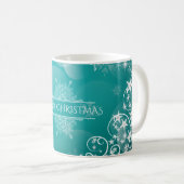 Merry Christmas Snowflakes Tree Flowers & Stars Kaffeetasse (VorderseiteRechts)
