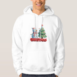 Merry Christmas Snowman and Tree Hoodie, Snowman Hoodie