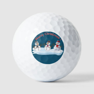 Merry Christmas snowman custom text Golfball