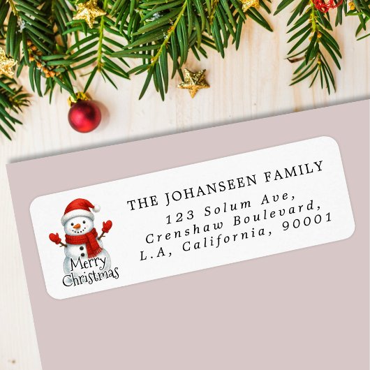 Merry Christmas Snowman Festive Return Address