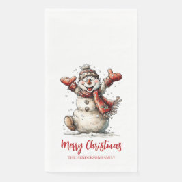 Merry Christmas Snowman Paper Guest Towels Serviette