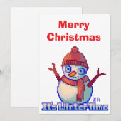 Merry Christmas Snowman Pixel Art Einladung (Vorne/Hinten)