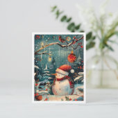 Merry Christmas Snowman Postkarte (Stehend Vorderseite)