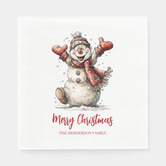 Merry Christmas Snowman  Serviette (Vorderseite)