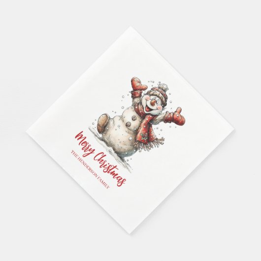Merry Christmas Snowman Serviette (Ecke)