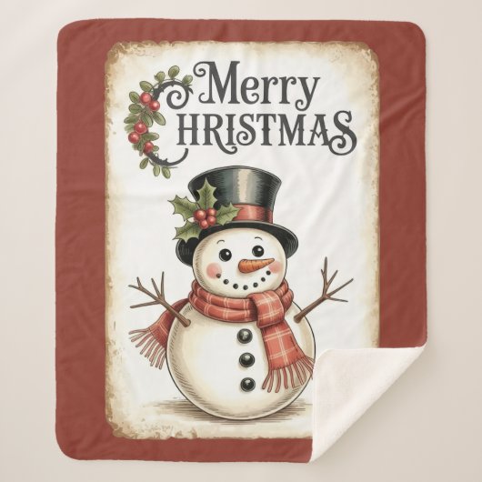 Merry Christmas Snowman Sherpa Blanket Sherpadecke (Vorderseite)