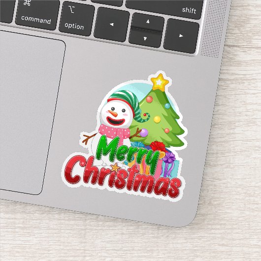 Merry christmas snowman sticker (Detail)