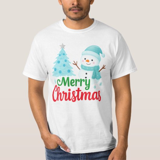 Merry Christmas Snowman T-Shirt (Vorderseite)