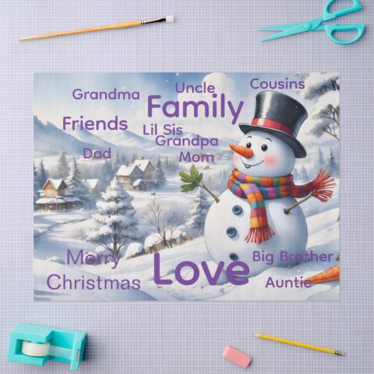Merry Christmas Snowman Tissue Paper Seidenpapier (Basteln)