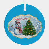 Merry Christmas Snowman Tree Cute Ornament Aus Glas (Rückseite)