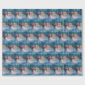 Merry Christmas Snowman with Neon Sign Geschenkpapier (Flach)