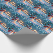Merry Christmas Snowman with Neon Sign Geschenkpapier (Ecke)