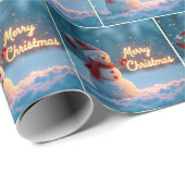 Merry Christmas Snowman with Neon Sign Geschenkpapier (Rolleneckpunkt)