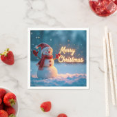 Merry Christmas Snowman with Neon Sign Serviette (Beispiel)