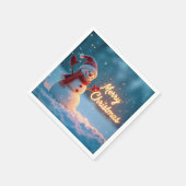 Merry Christmas Snowman with Neon Sign Serviette (Ecke)