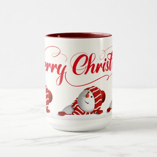 Merry Christmas Snowmen Tasse (Zentrum)