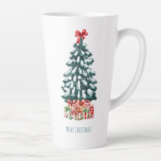 Merry Christmas Snowy Pine Tree Milchtasse (Rechts)
