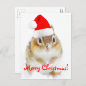 Merry Christmas Snowy Santa Chipmunk Feiertagspostkarte (Vorne/Hinten)
