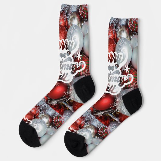 Merry Christmas Socken (Linkes Detail)