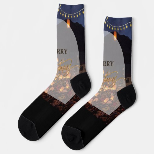 Merry Christmas Socken (Linkes Detail)