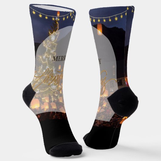 Merry Christmas Socken (Gewinkelt)