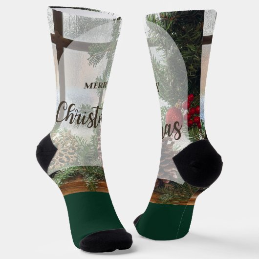 Merry Christmas Socken (Gewinkelt)