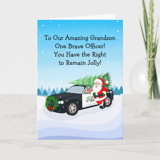 Merry Christmas Son Police Officer Santa Cop Car Karte (Vorderseite)