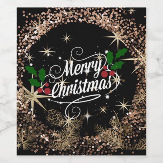 Merry Christmas, sparkle, glitter and shine, Weinetikett (Einzelnes Label)